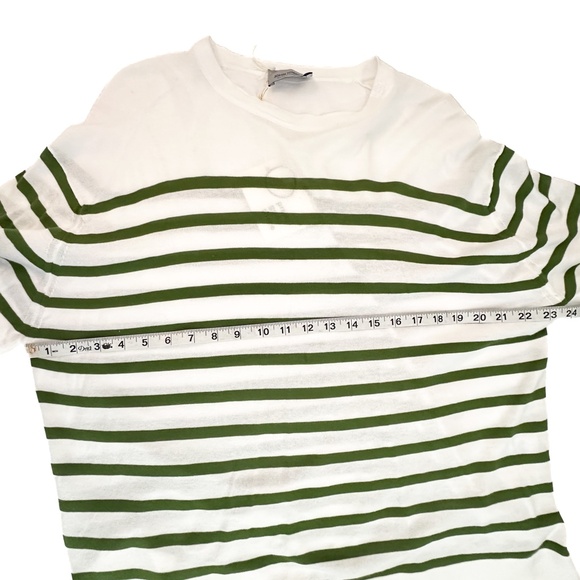 John‎ Smedley Darcy Top Green/White Stripe Lightweight Top - Size large - Picture 3 of 6